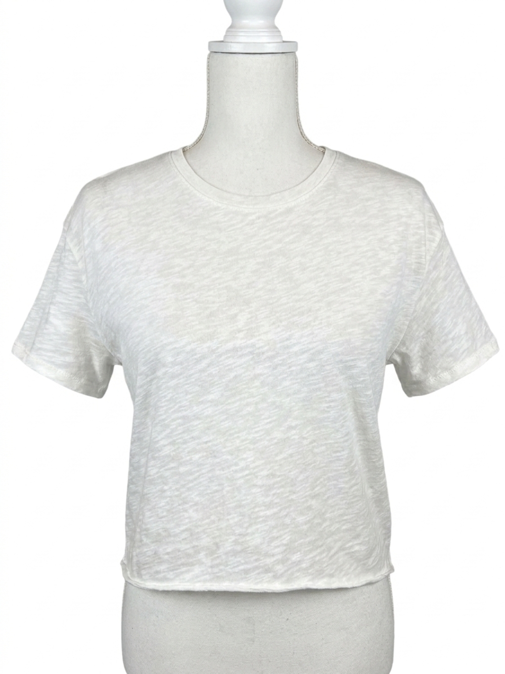 NEW BOBI raw edge cropped tee shirt in cream